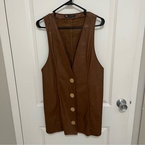 Faux Leather Pinafore Dress